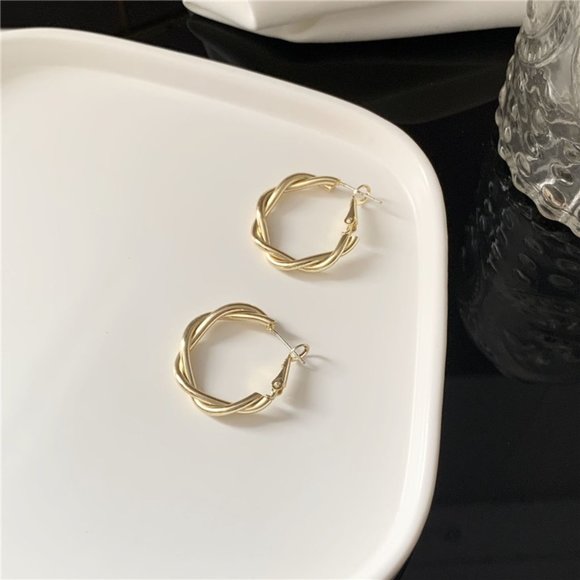 Twisted Braid Wire Metal Earrings - Picture 10 of 16